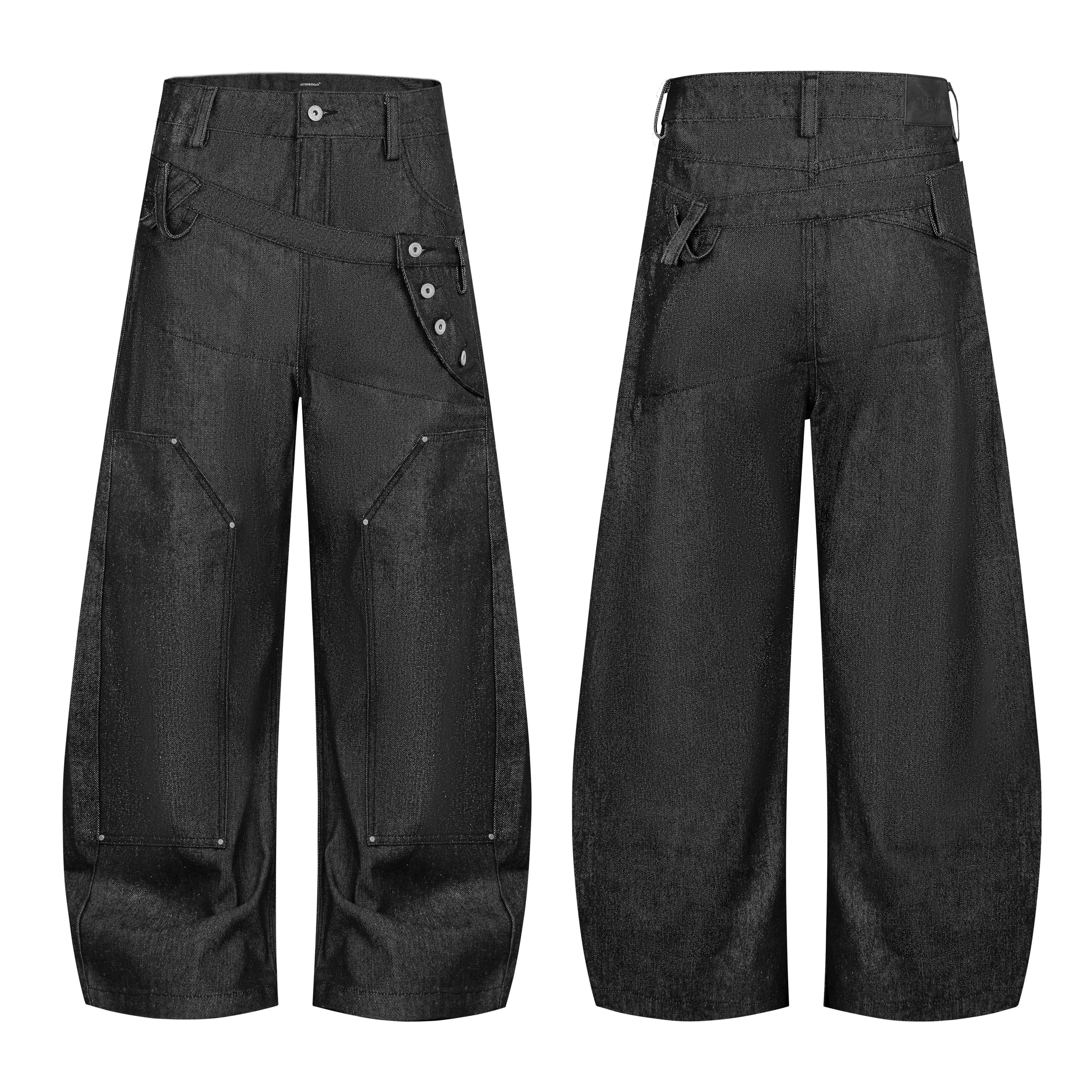 Double Waist Raw Denim Jeans