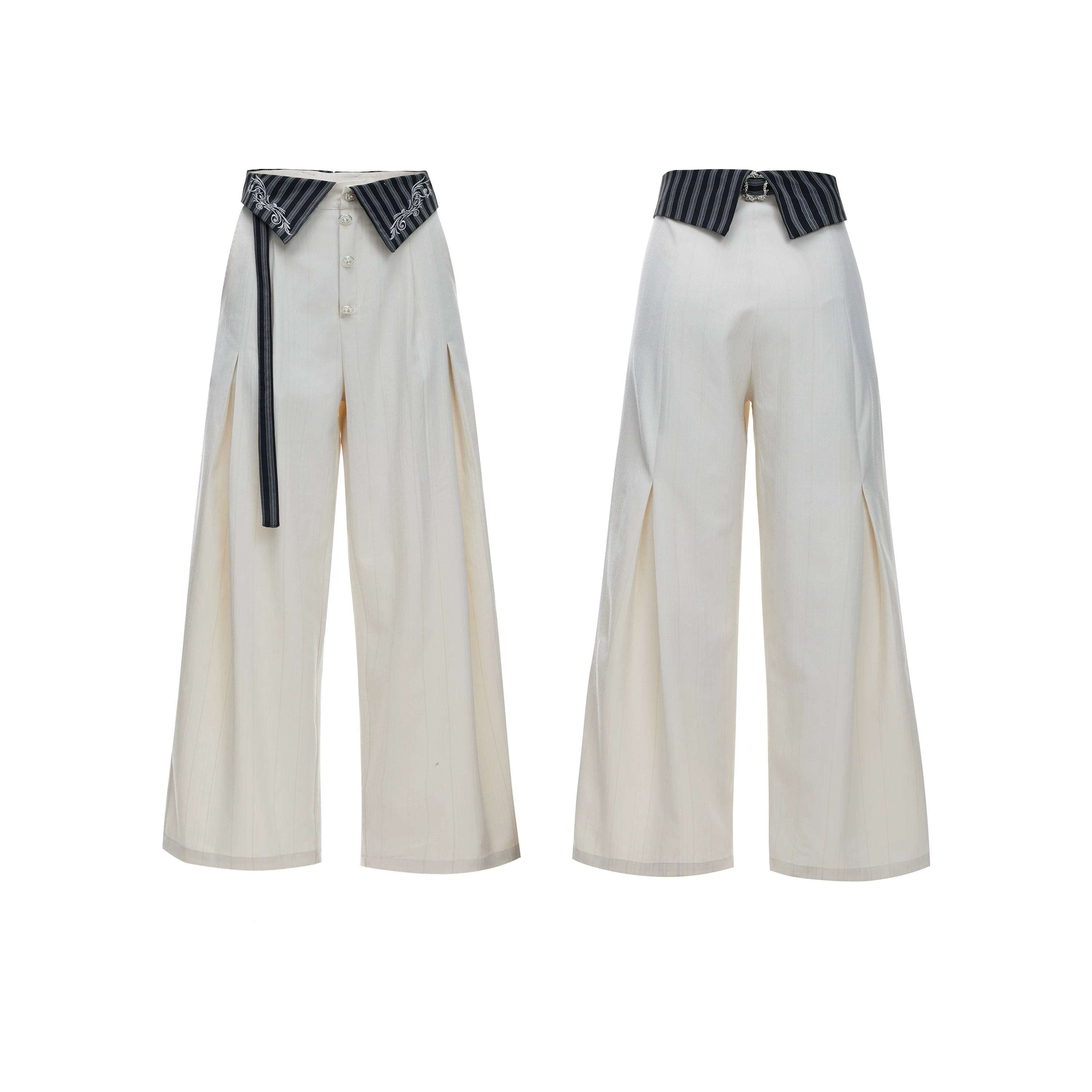 Embroidered Jacquard Wide-Leg Trousers