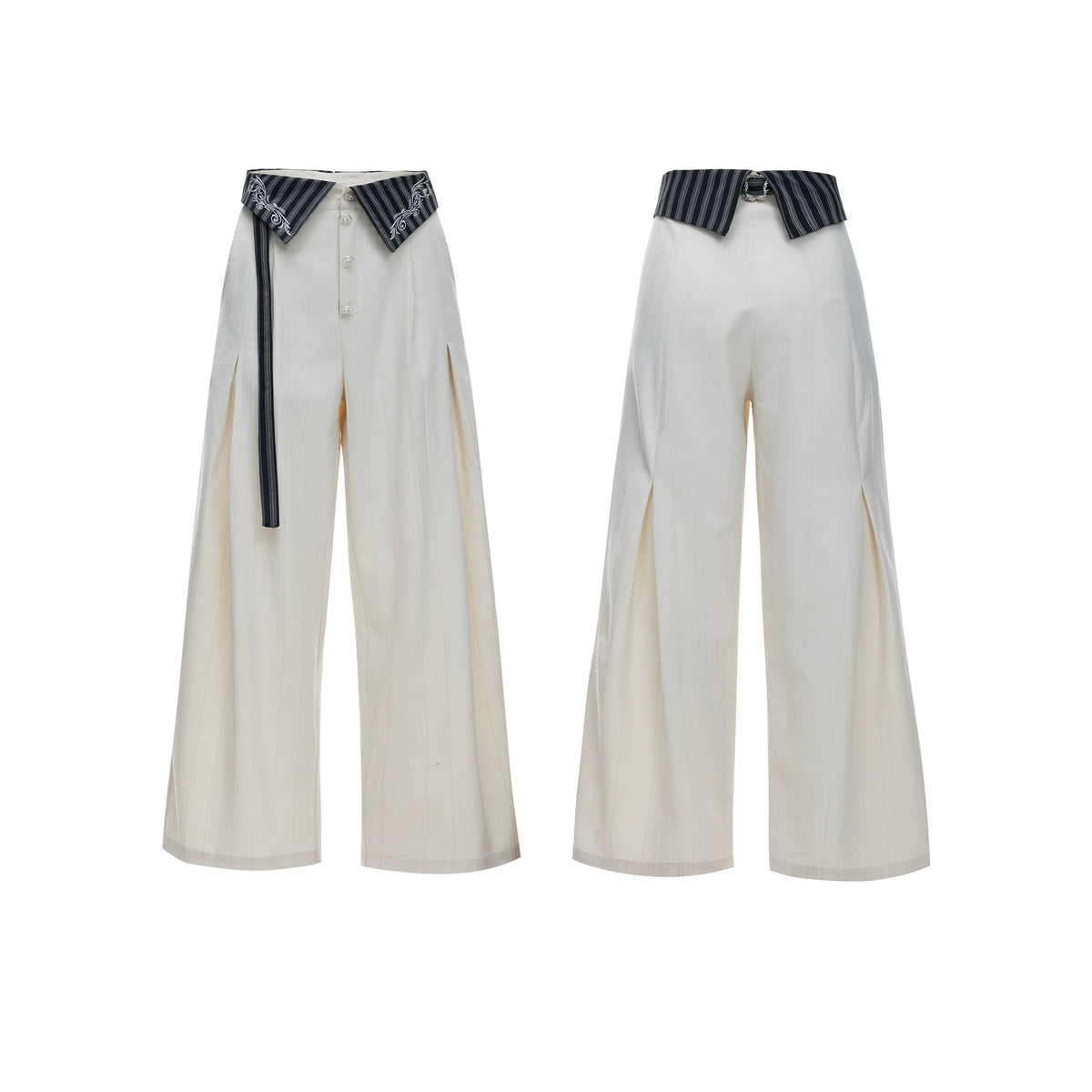 Embroidered Jacquard Wide-Leg Trousers