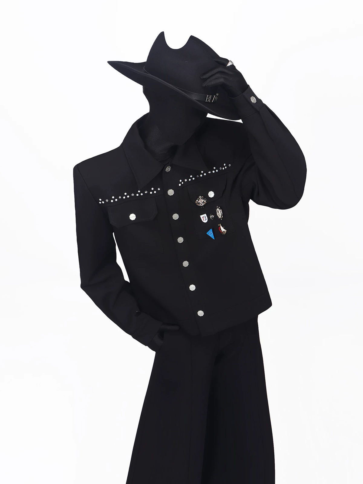 Rhinestone Badge Cropped Jacket