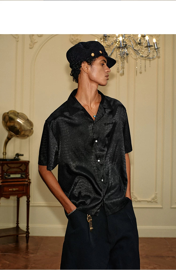 Snake Texture Satin Shirt