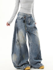 【25s Jul.】Vintage Dirty Distressed Graffiti Machete Jeans