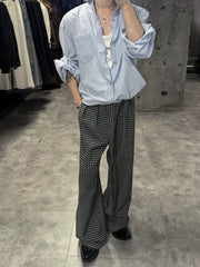 Vintage Plaid Wide-Leg Trousers