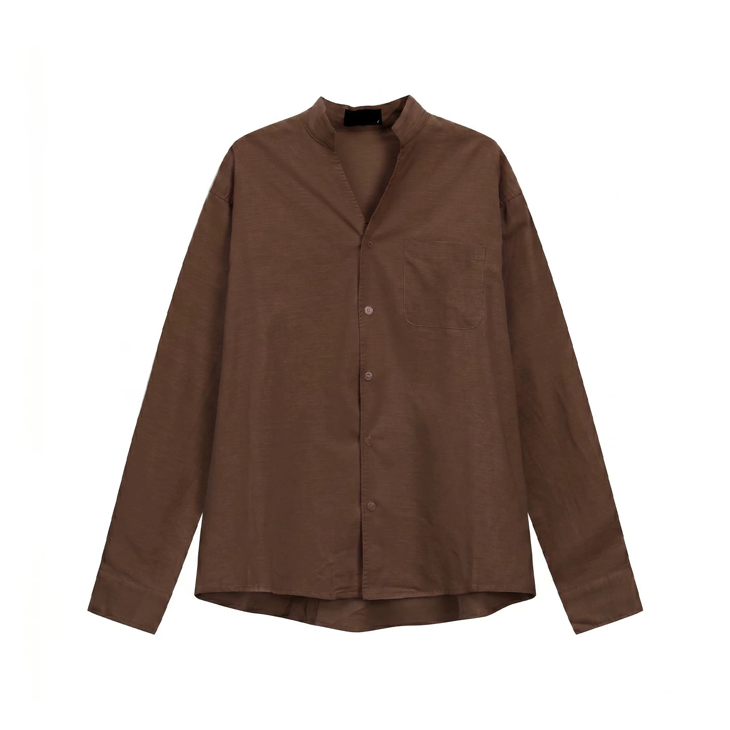 Stand Collar Linen Clean Fit Shirt