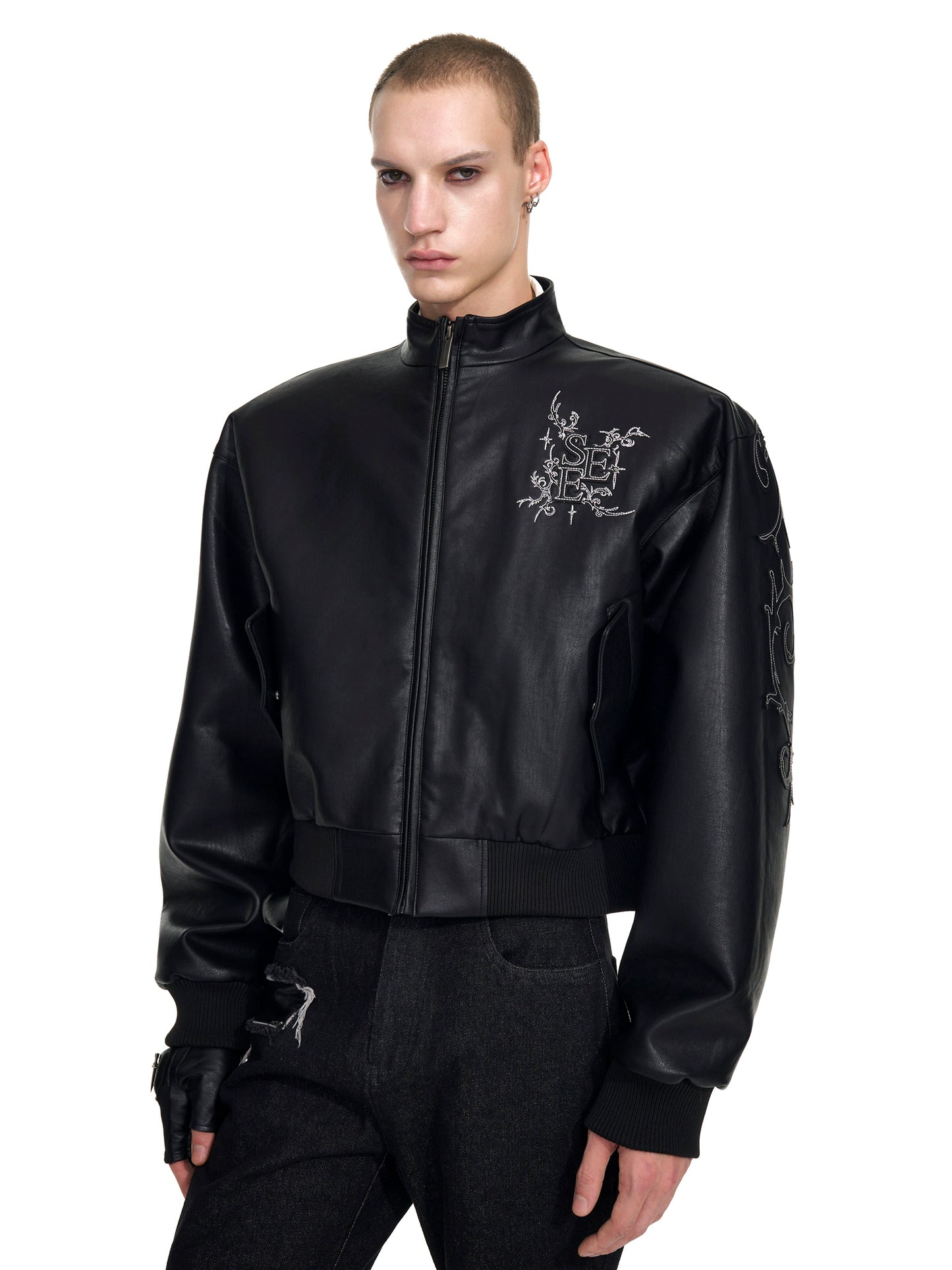 【25s Sep.】Handmade Embroidered Moto PU Leather Jacket