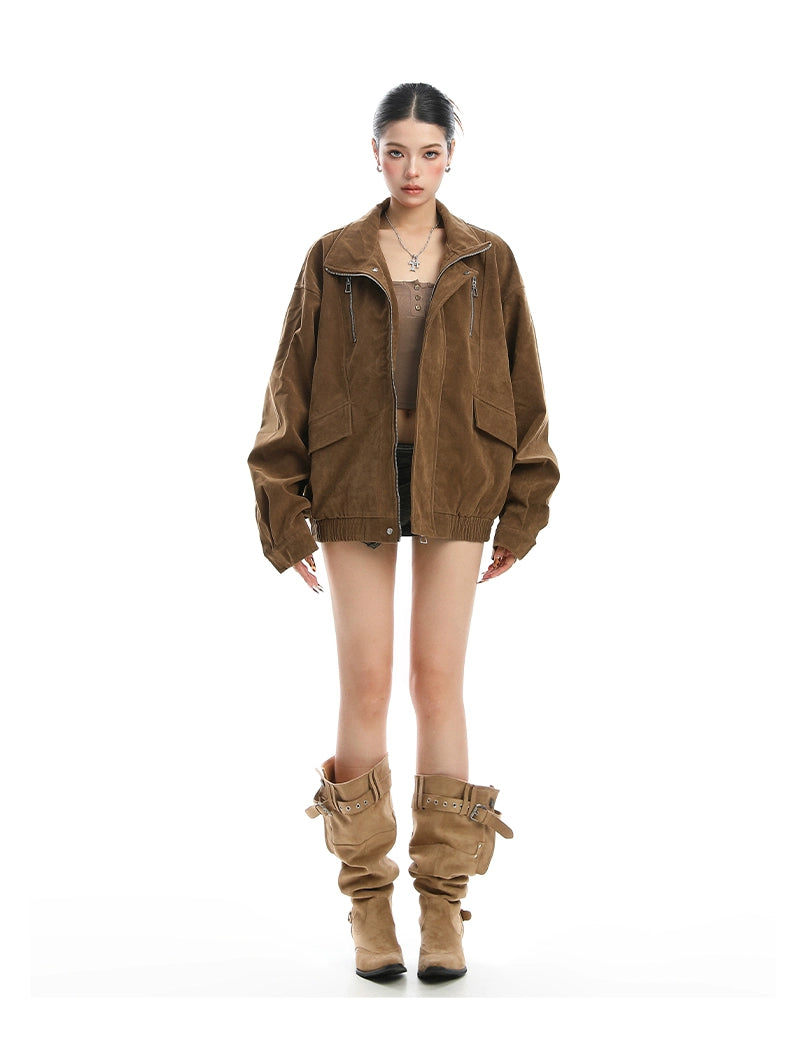 【25s Nov.】Stand-up Collar Suede Jacket