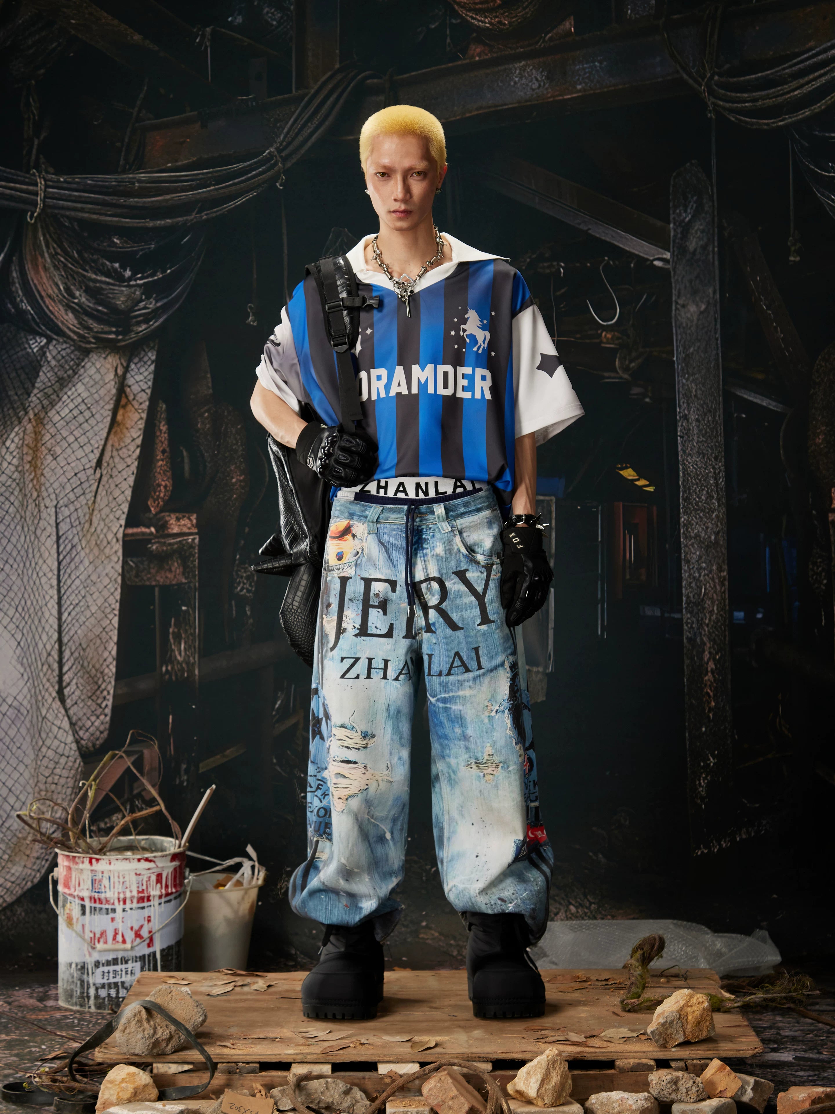 Blue Black Stripe Jersey Tee