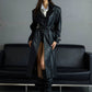 【25s Sep.】Deconstructed Crocodile-effect Metal Buttons Leather Coat