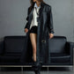 【25s Sep.】Deconstructed Crocodile-effect Metal Buttons Leather Coat