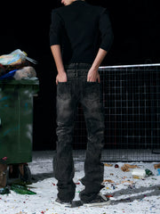 【26s Jan.】Bamboo-patterned Double-waisted Jeans