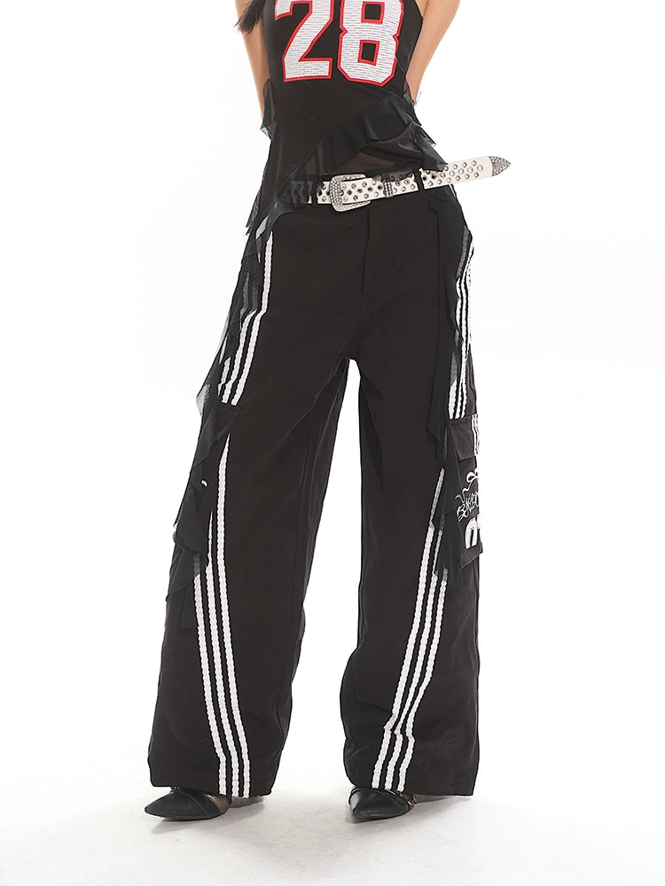 【25s June.】Bow Stripe Vintage Wide-Leg Jeans