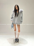 【25s Sep.】Slouchy Fur Collar Cardigan Hoodie