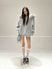 【25s Sep.】Slouchy Fur Collar Cardigan Hoodie