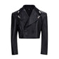 【25s Sep.】Studded Cropped PU Leather Jacket