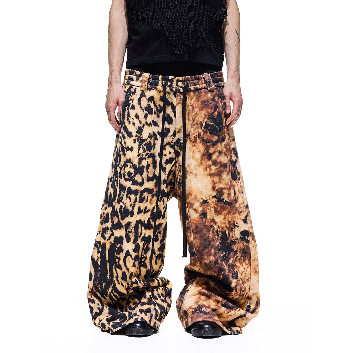 【26s May】Distorted Leopard 3D Print Wide-Leg Sweatpants