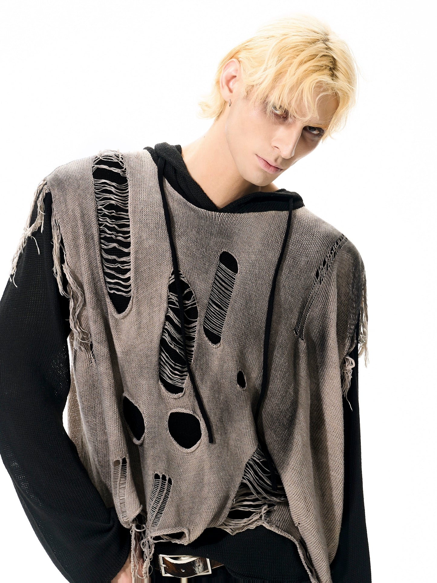 【25s Nov.】Damaged and Dirty Hooded Knitwear