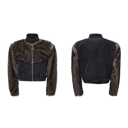 Super Warm Faux Fur Paneled Denim Jacket