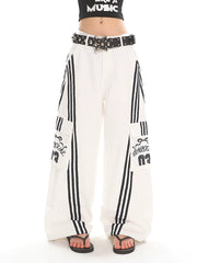 【25s June.】Bow Stripe Vintage Wide-Leg Jeans