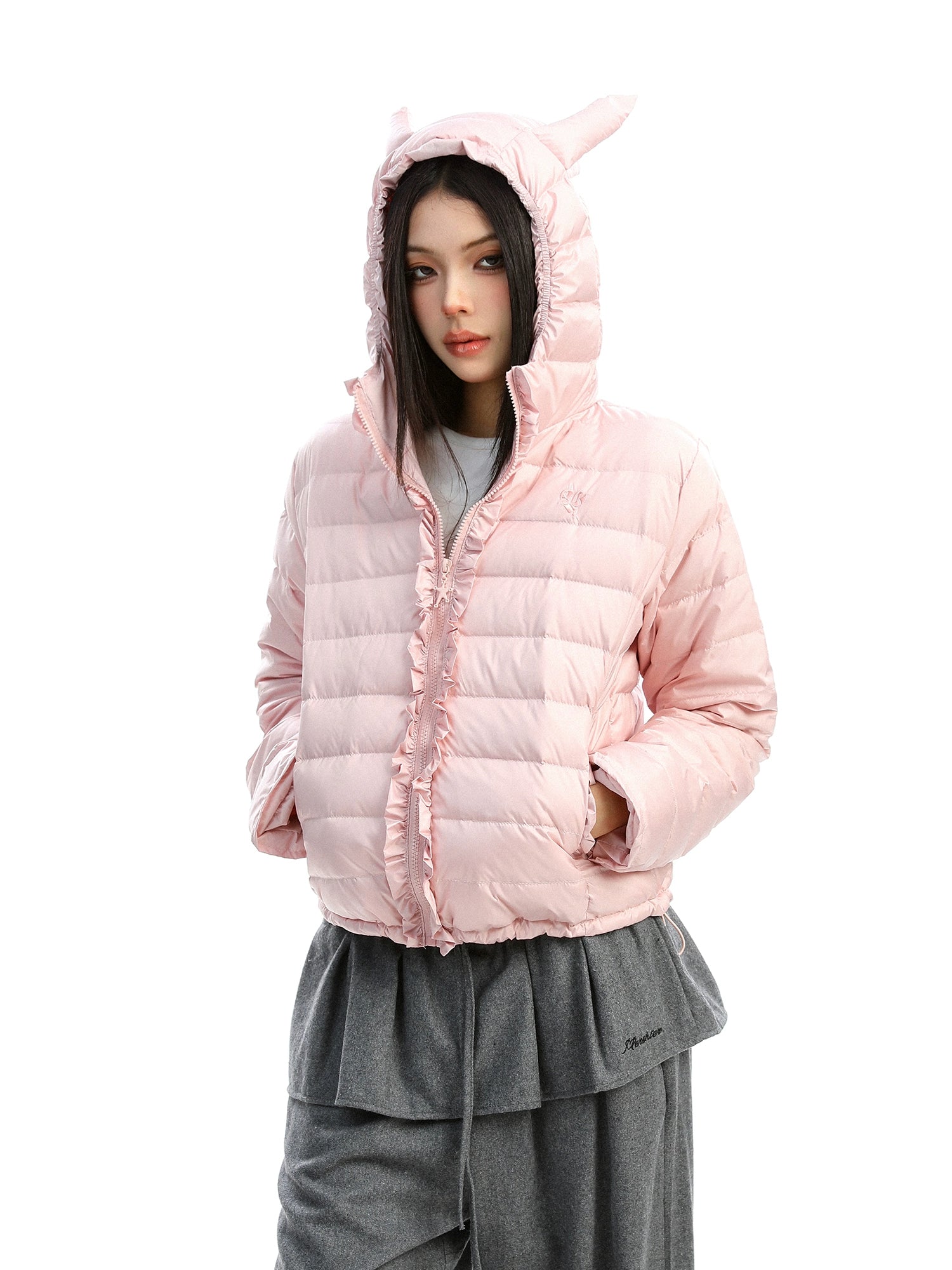 【25s Dec.】Sweet Little Devil Horn Hooded Down Jacket