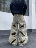 【Jun 25s.】Ripped Leopard Print Loose Wide Leg Jeans
