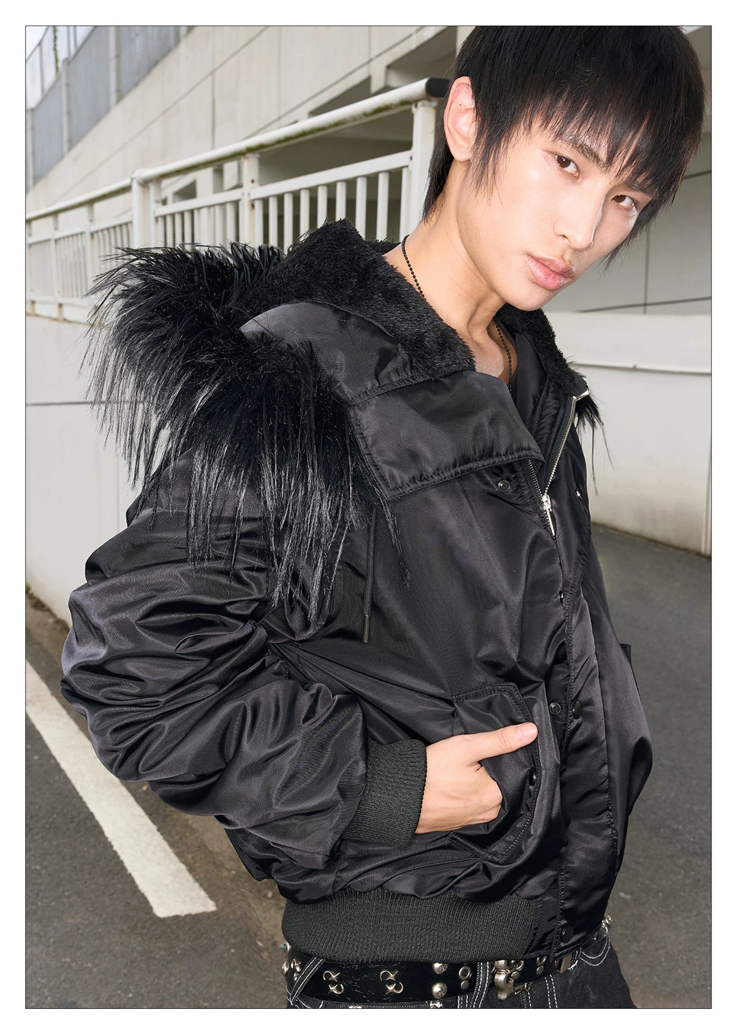 Shibuya MA-1 Fur Collar Bomber Jacket