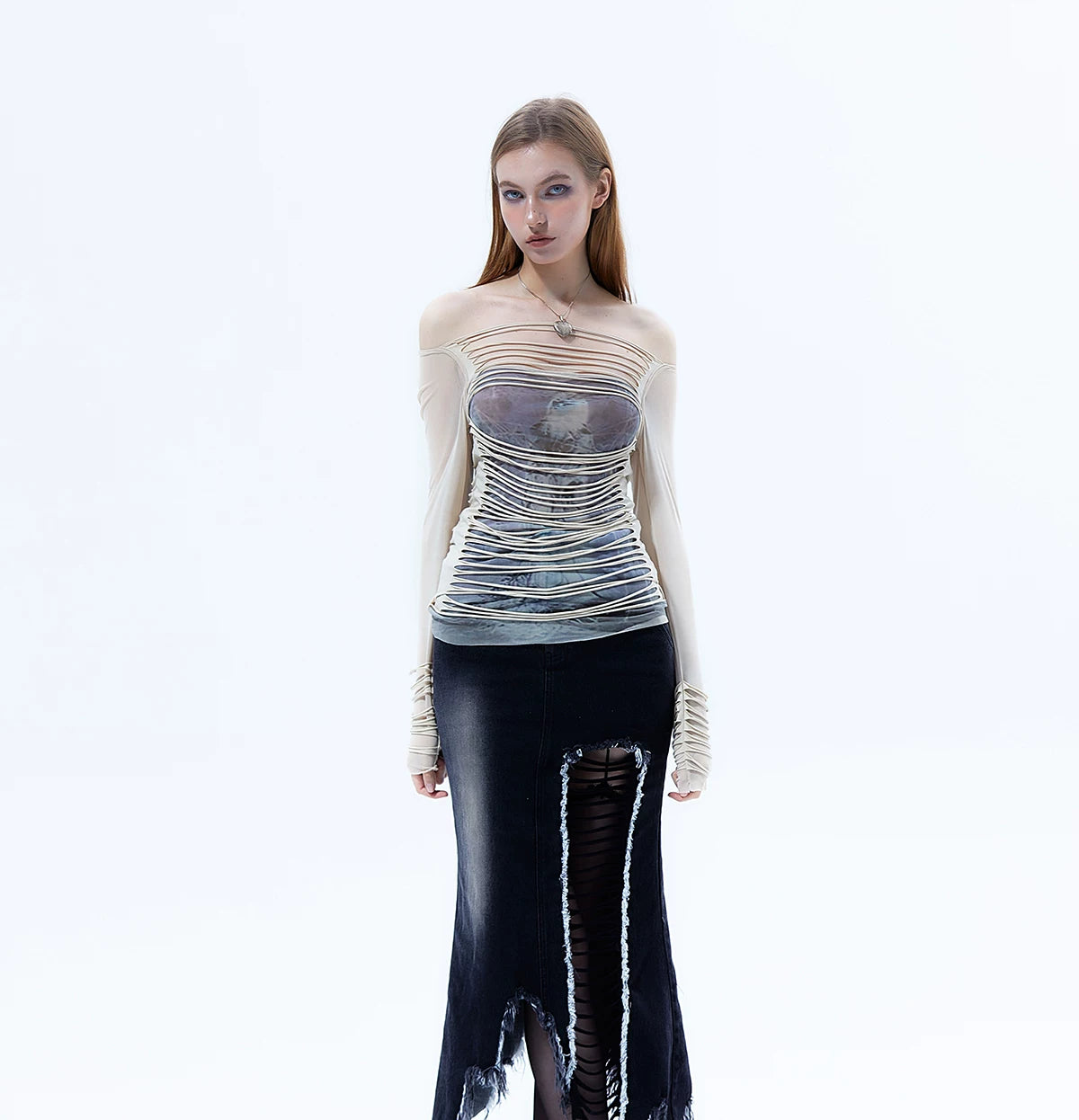 【26s Mar.】Y2K Striped Mesh Long Sleeve Tee