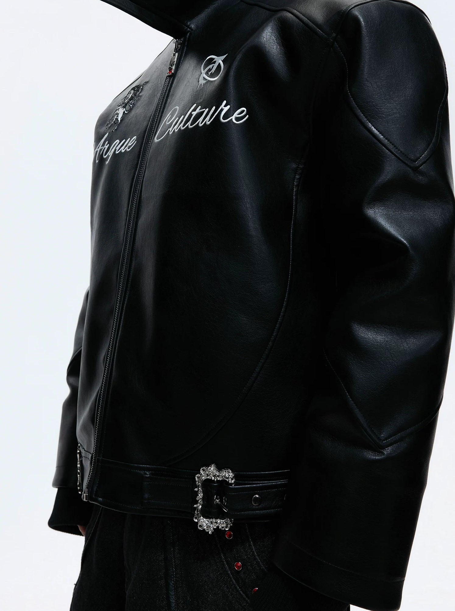 【26s Jan.】Vintage Badge Horse Logo Embroidered Leather Jacket