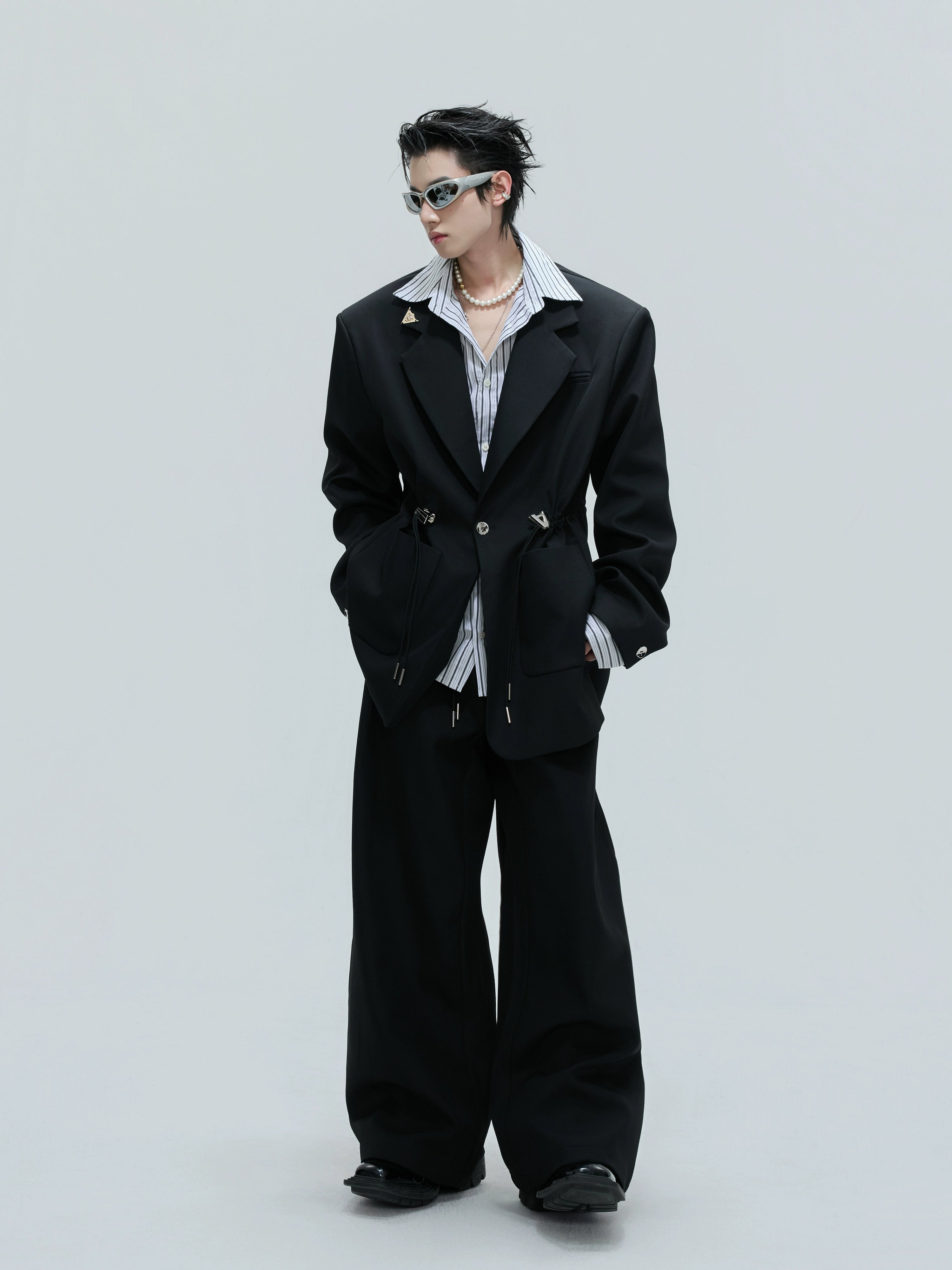 【25s Nov.】Drawstring Waist Padded Shoulder Suit/ Trousers
