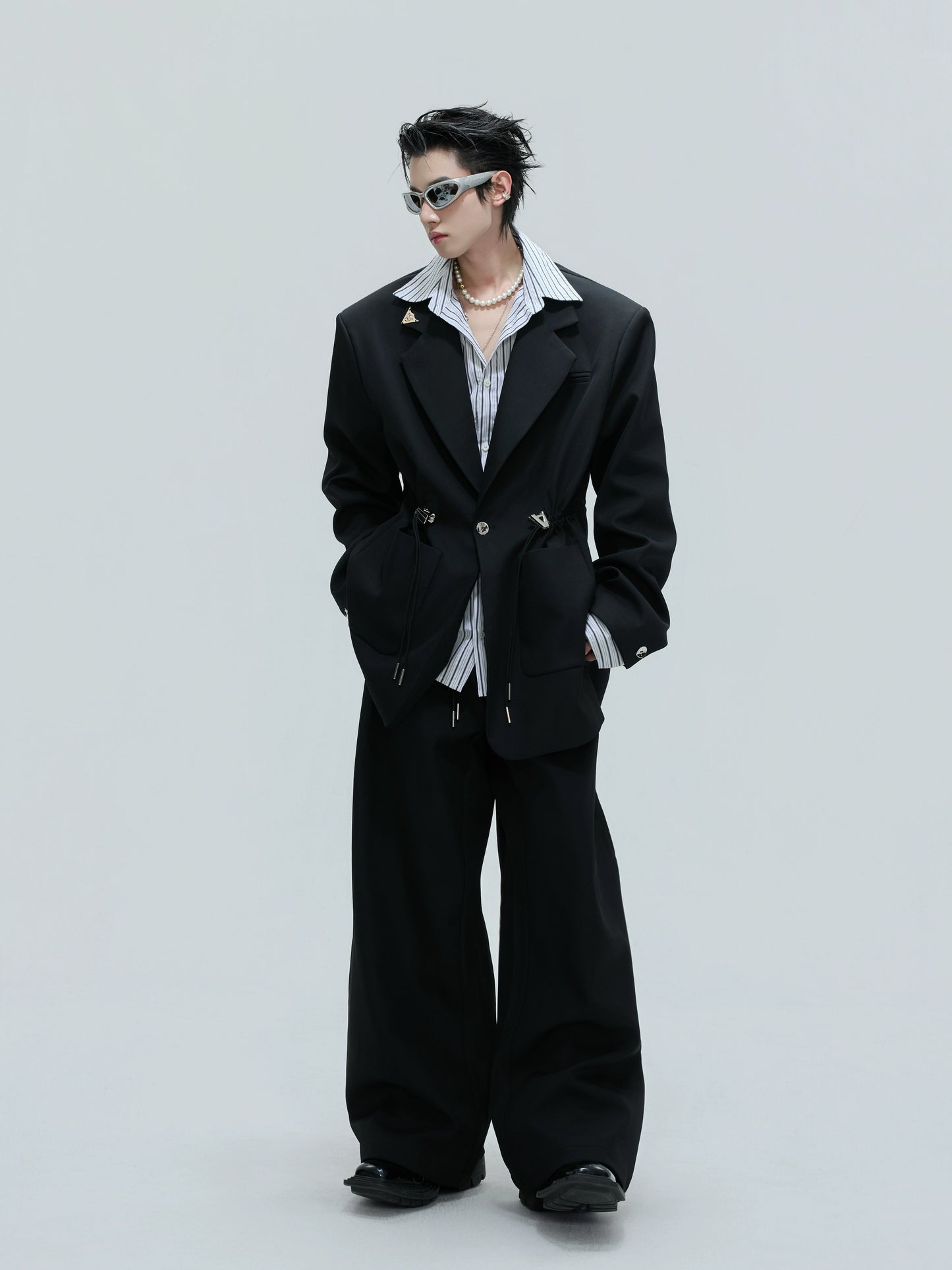【25s Nov.】Drawstring Waist Padded Shoulder Suit/ Trousers