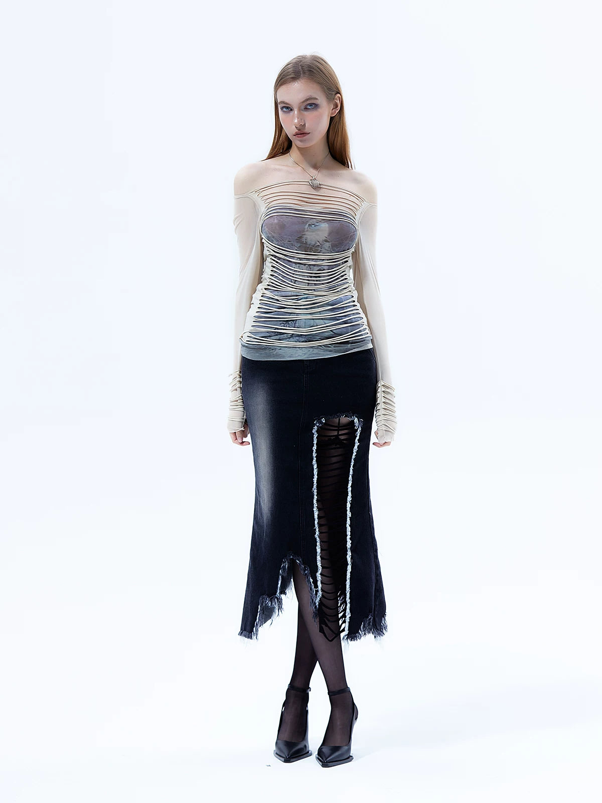 【26s Mar.】Y2K Striped Mesh Long Sleeve Tee