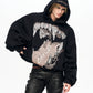 【25s Nov.】Batwing Sleeve Fang Sequined Letter Embroidered Hoodie
