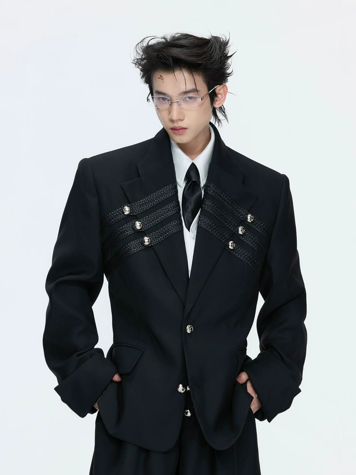 【26s Apr.】Silver Detail Double-Breasted Tailored Suit Set