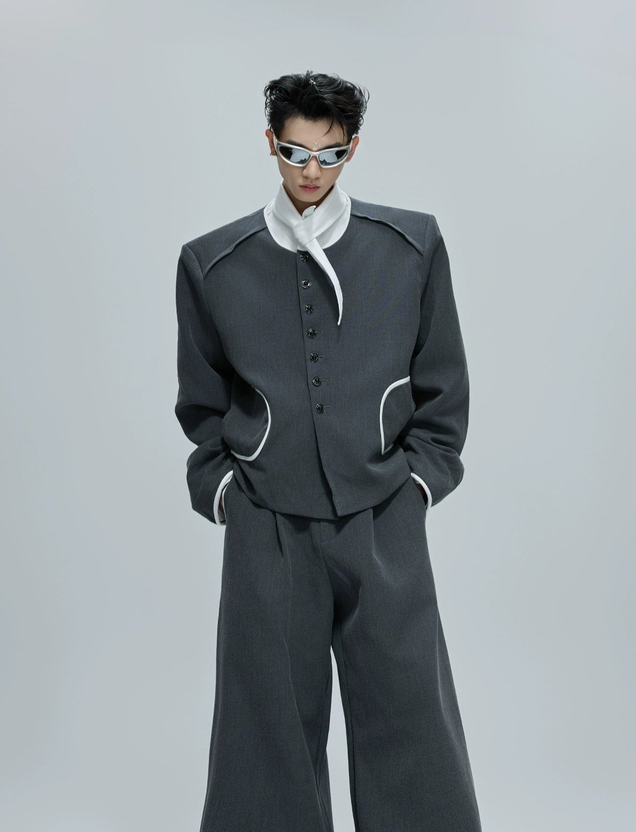 【25s Oct.】Contrast Color Elegant Chanel Style Jacket/Scimitar Pants