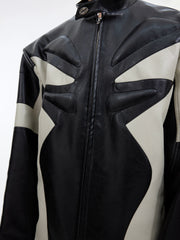 【24s February.】Embossed Color Block Leather Jacket ArtsKoreanMan
