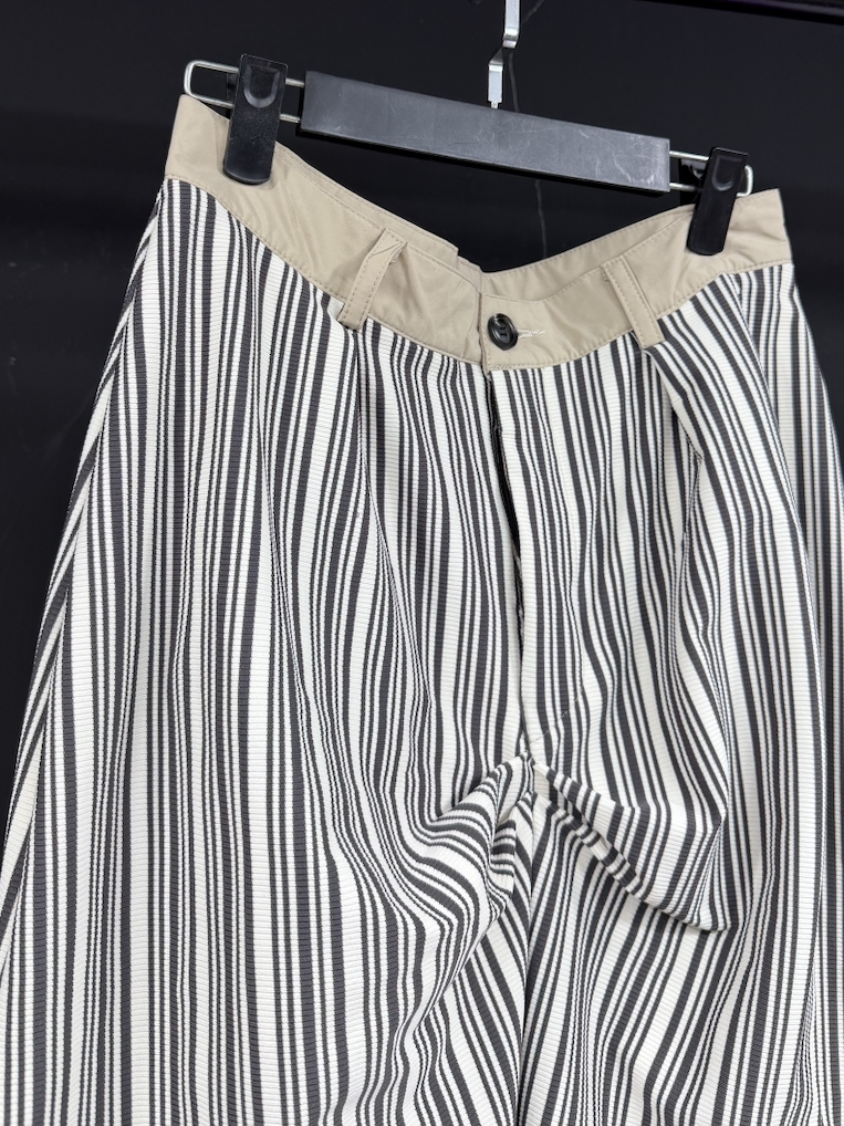 New Stripe Relaxed Pleated Flared Pants