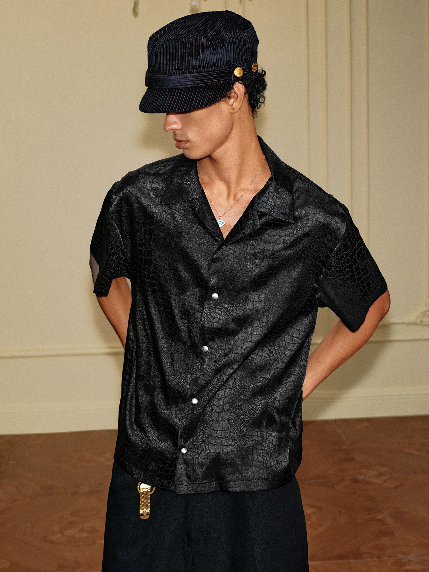 Snake Texture Satin Shirt