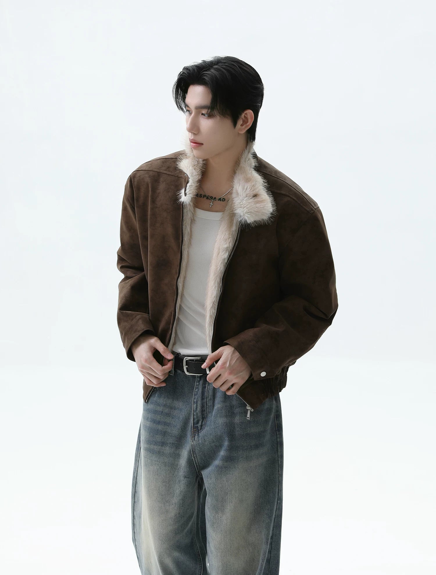 【26s Jan.】Eagle-Embroidered Harrington Padded Fur-Collar Jacket