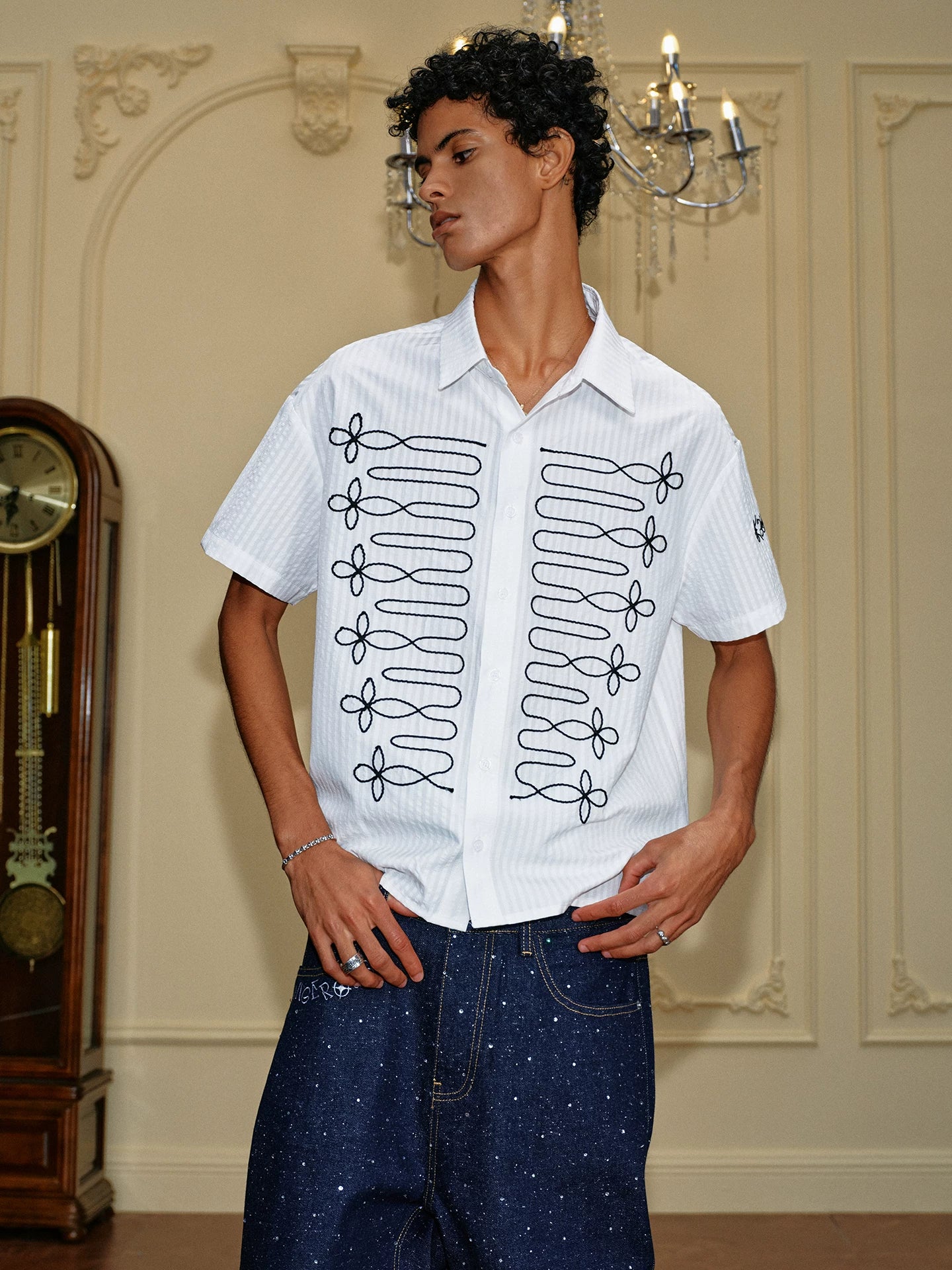 Royal Rope Tie Short Sleeve Shirt