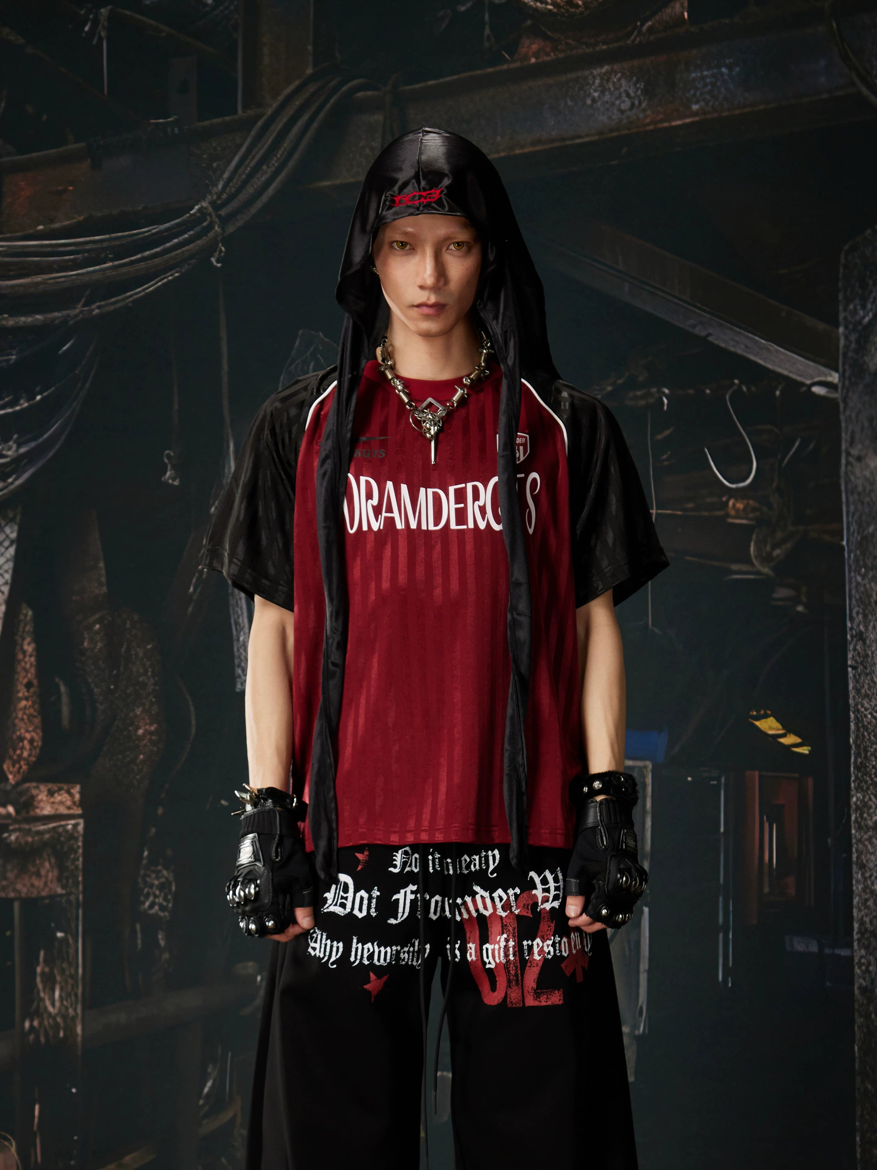 Red Black Contrast Jersey Tee