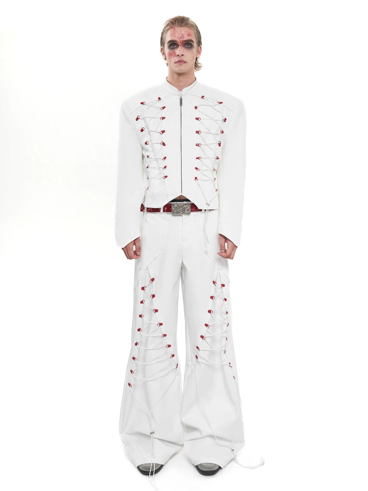 【25s Aug.】Metal Buckle Drawstring Stand Collar Short Jacket