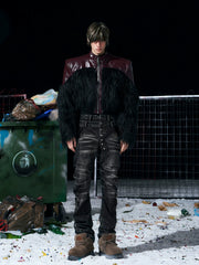 High-end Faux Fur Patchwork Leather Jacket