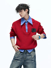 Layered Shirt Knit Sweater