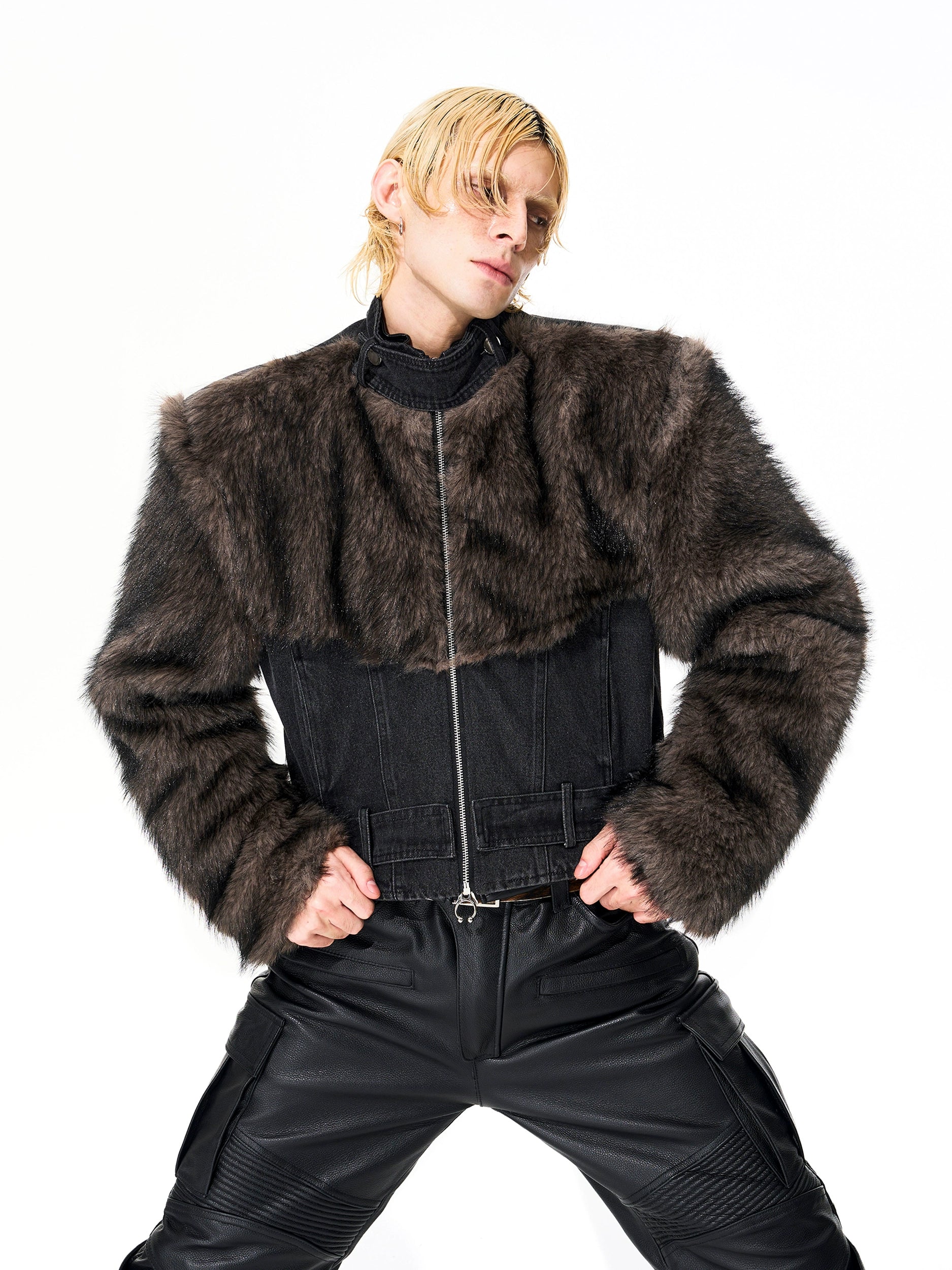 【25s Nov.】Super Warm Faux Fur Paneled Denim Jacket