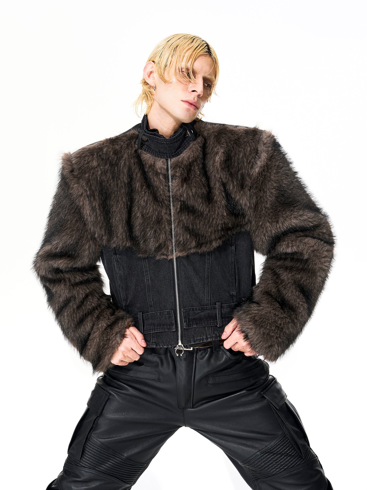 Super Warm Faux Fur Paneled Denim Jacket