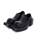 Devil Horn Bull Round Toe Thick Sole Derby Shoes