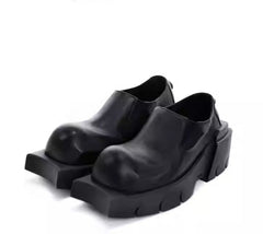 Devil Horn Bull Round Toe Thick Sole Derby Shoes