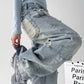 【25s Aug.】Vintage Blue Distressed Washed Loose Wide-Leg Jeans