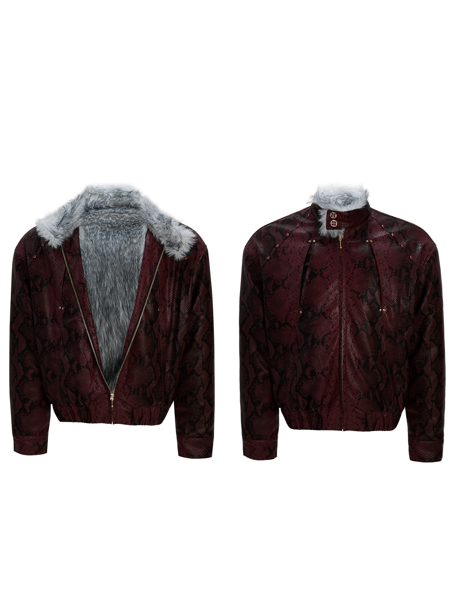 【25s Nov.】"Snowy Silver Fox" Plush Leather Jacket (No Hood)