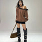 【25s Sep.】Belt with Off-shoulder Lazy Style Sweatshirt