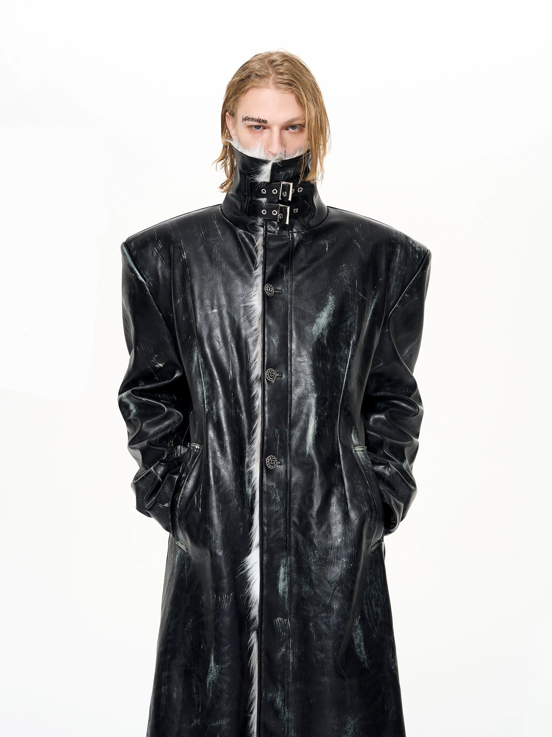 【25s Dec.】Hand-painted Stand-up Collar Patchwork Fur Coat